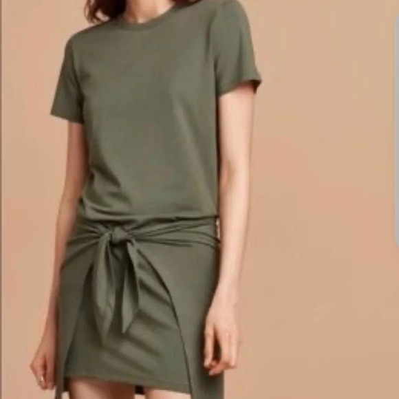 Aritziz Wilfred Free Blair Olive wrap tee shirt dress SZ S - Picture 4 of 13